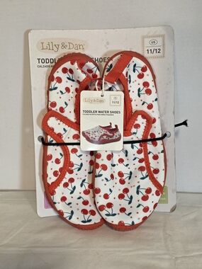 NWT Lily & Dan Girls Size 11/12 Red White Cherry Water Shoes Hook & Loop Close